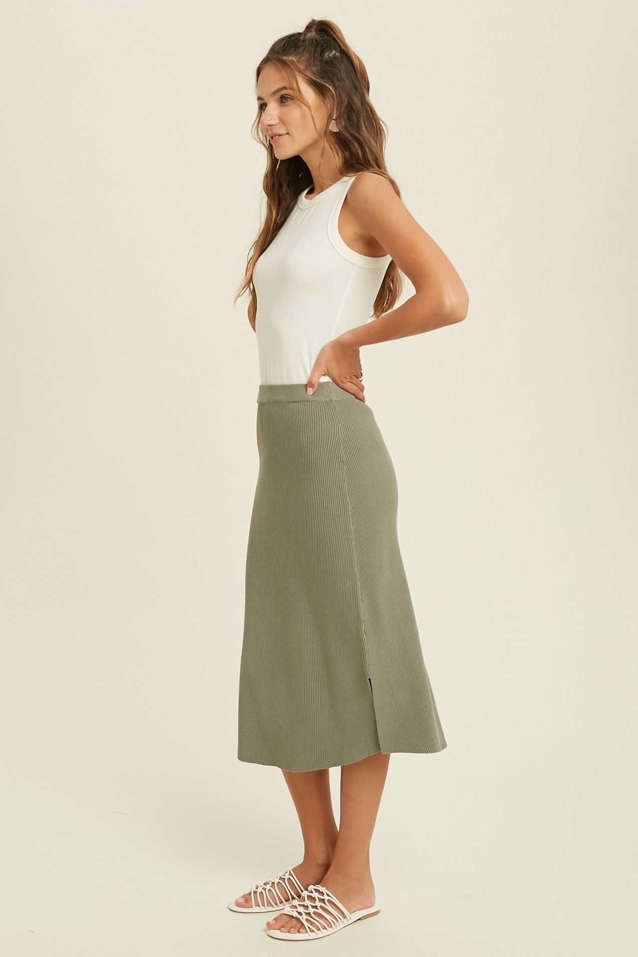 Wishlist® Crew Neck Ribbed Knit Tank Top