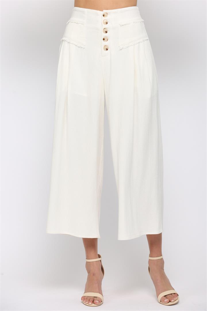 FATE® Linen Blend Button Fly Culottes