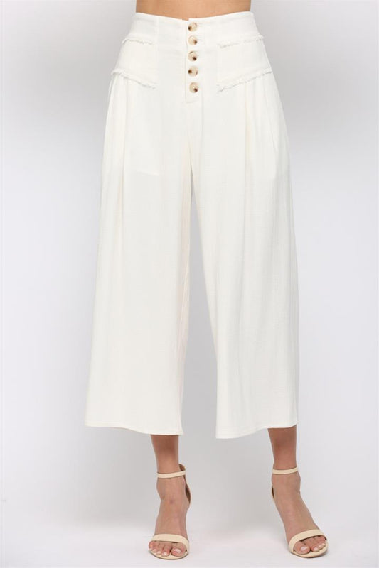 FATE® Linen Blend Button Fly Culottes