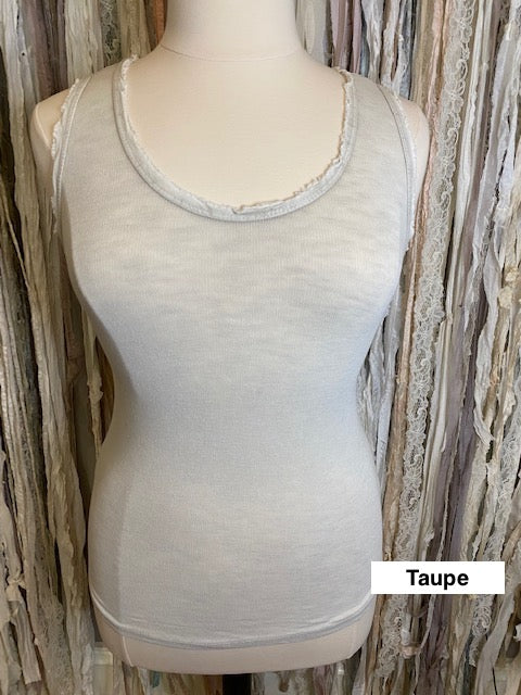 Marisima® Ribbed Tank Top made in Italy with fringe detail