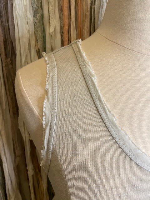 Marisima® Ribbed Tank Top made in Italy with fringe detail