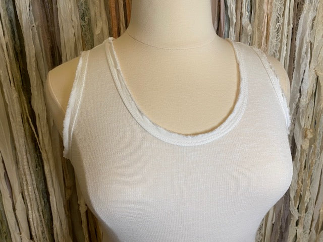 Marisima® Ribbed Tank Top made in Italy with fringe detail
