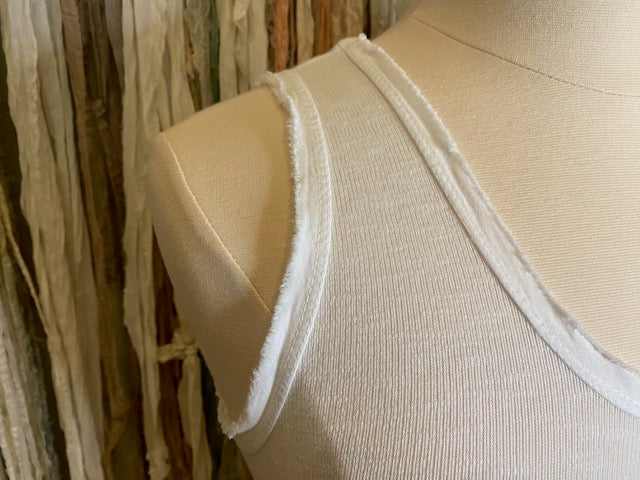 Marisima® Ribbed Tank Top made in Italy with fringe detail