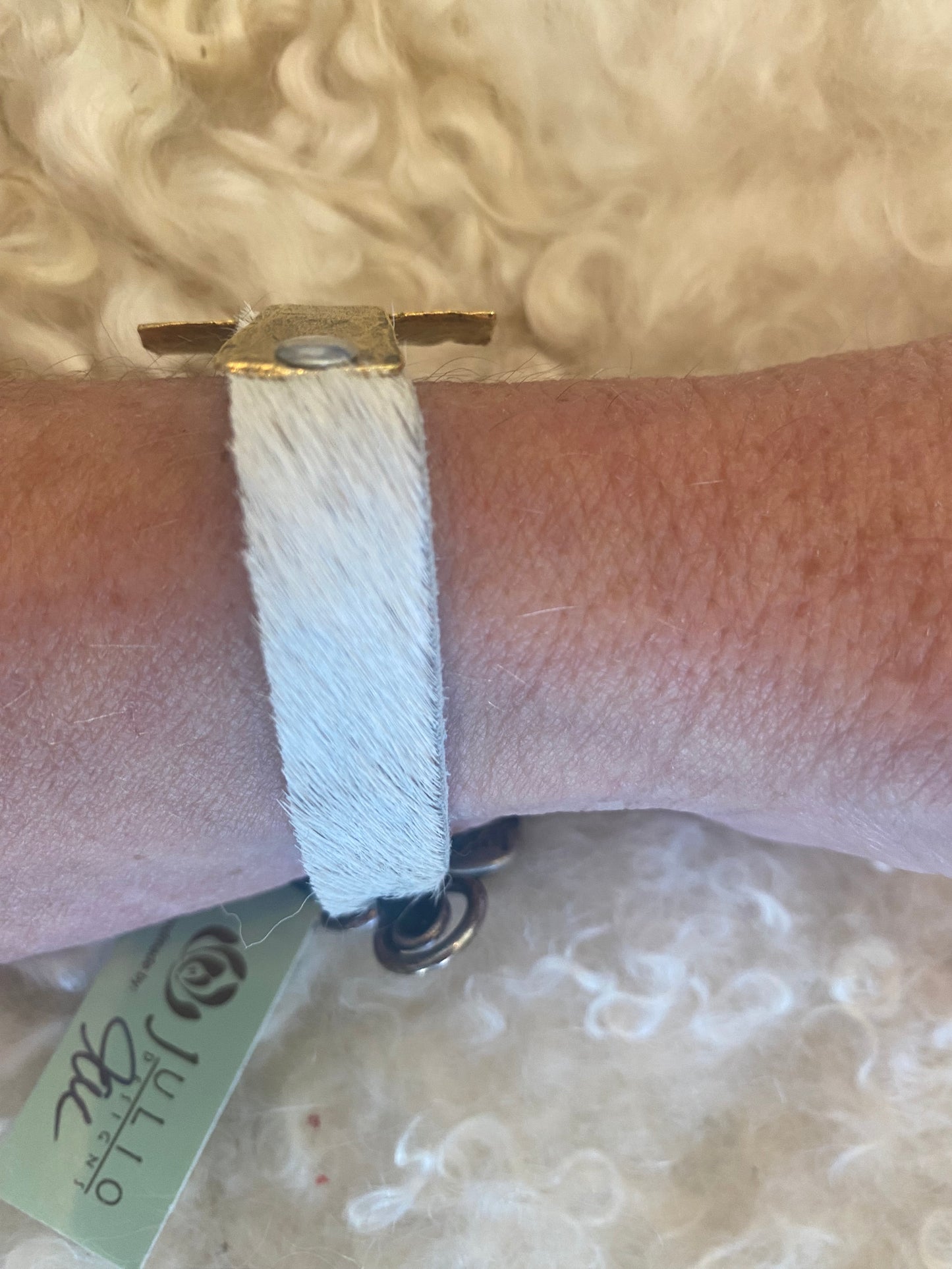 Julio Designs®- Tecate Leather Bracelet with Hammered Gold Cross