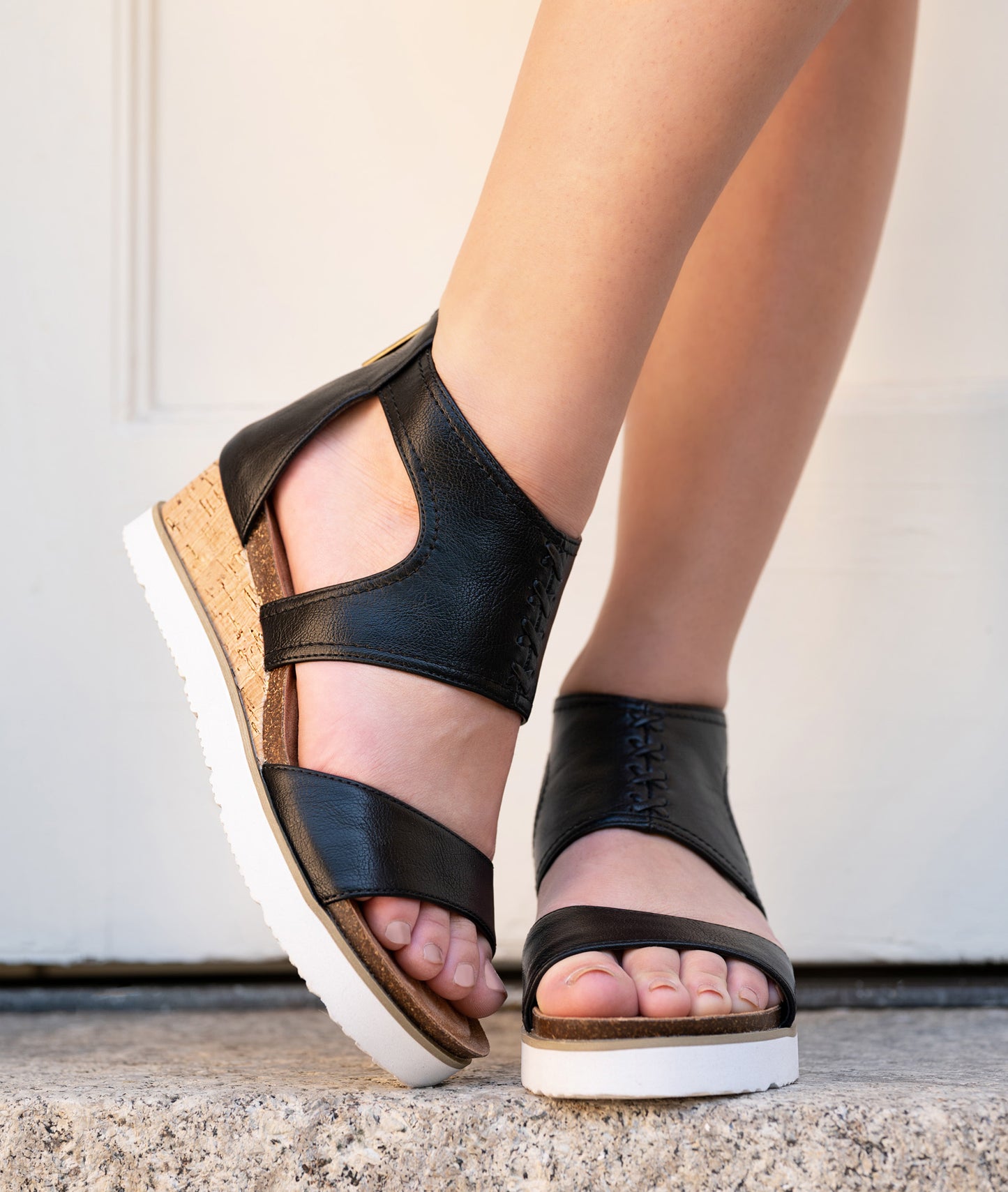 Corkys®"Sugar & Spice" Strappy Wedge Sandals- Black
