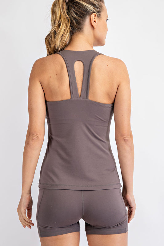 Rae Mode® Butter Soft Racerback Sports Bra-tank, Smokey Grey