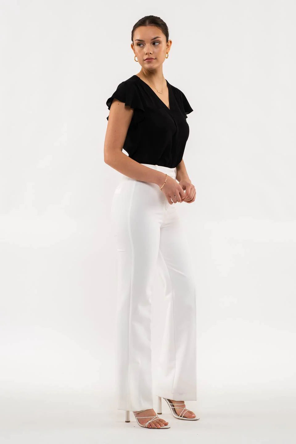 Blu Pepper® SHORT BUTTERFLY SLEEVE WOVEN TOP