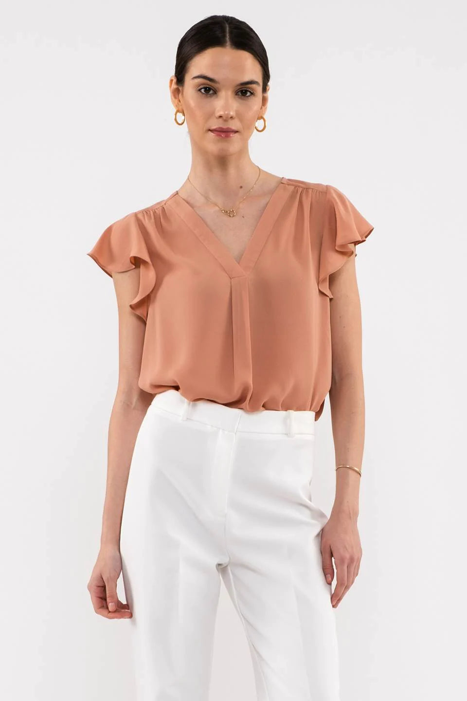 Blu Pepper® SHORT BUTTERFLY SLEEVE WOVEN TOP