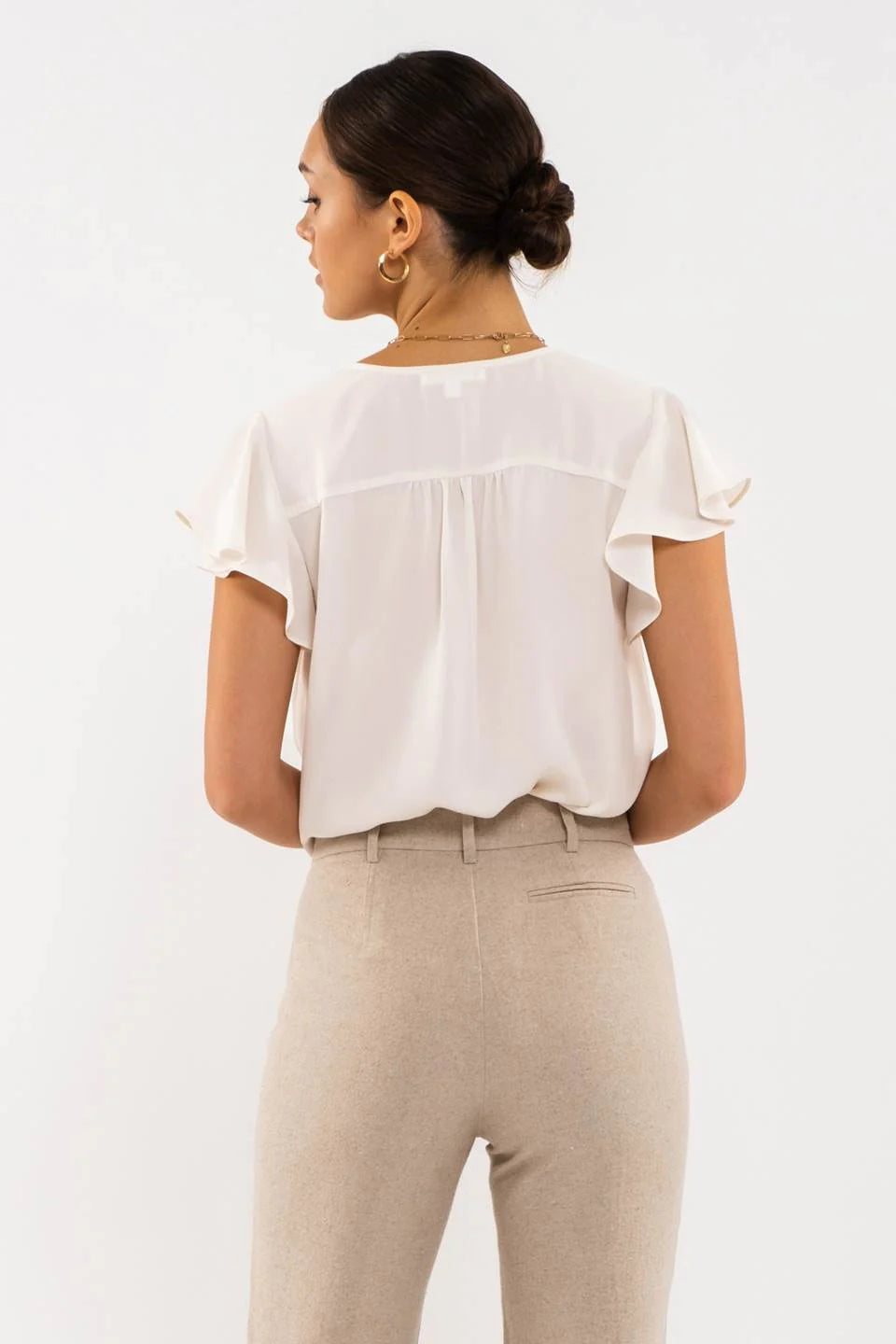 Blu Pepper® SHORT BUTTERFLY SLEEVE WOVEN TOP