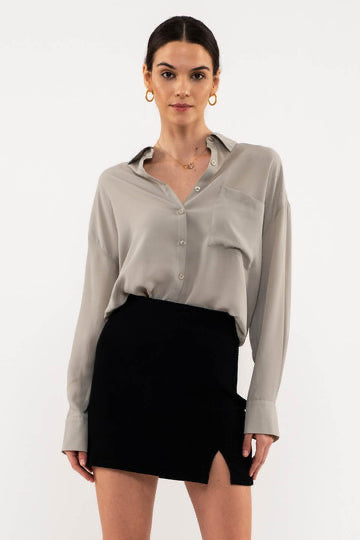 Blu Pepper® Lightweight Button Down Top in Moss