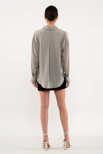 Blu Pepper® Lightweight Button Down Top in Moss
