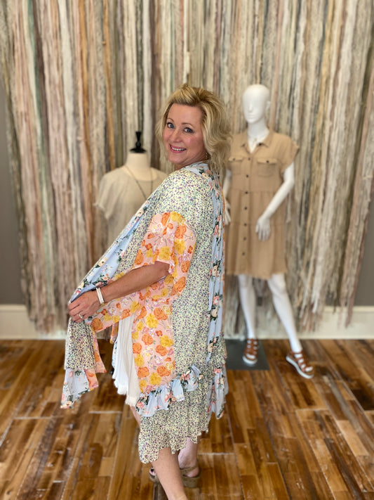 Umgee® Mixed Print Kimono With Side Slit