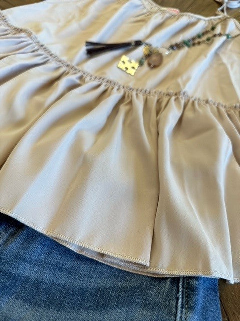 Shoulder Tie Ruffle Tiered Baby Doll Top