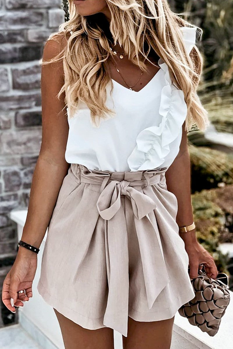 Irregular Ruffle Detail Sleeveless top