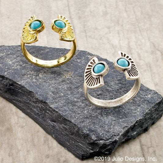 Julio Designs® Adjustable Ring with Genuine Turquoise Stone